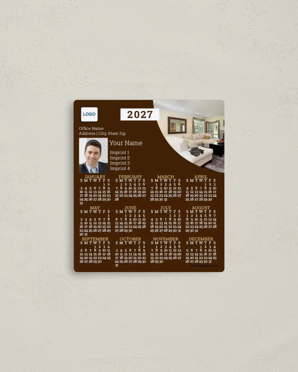 This is a 3½" x 4" Full Magnet Calendar called Casual Luxury printed in full color with a Standard Gloss finish
