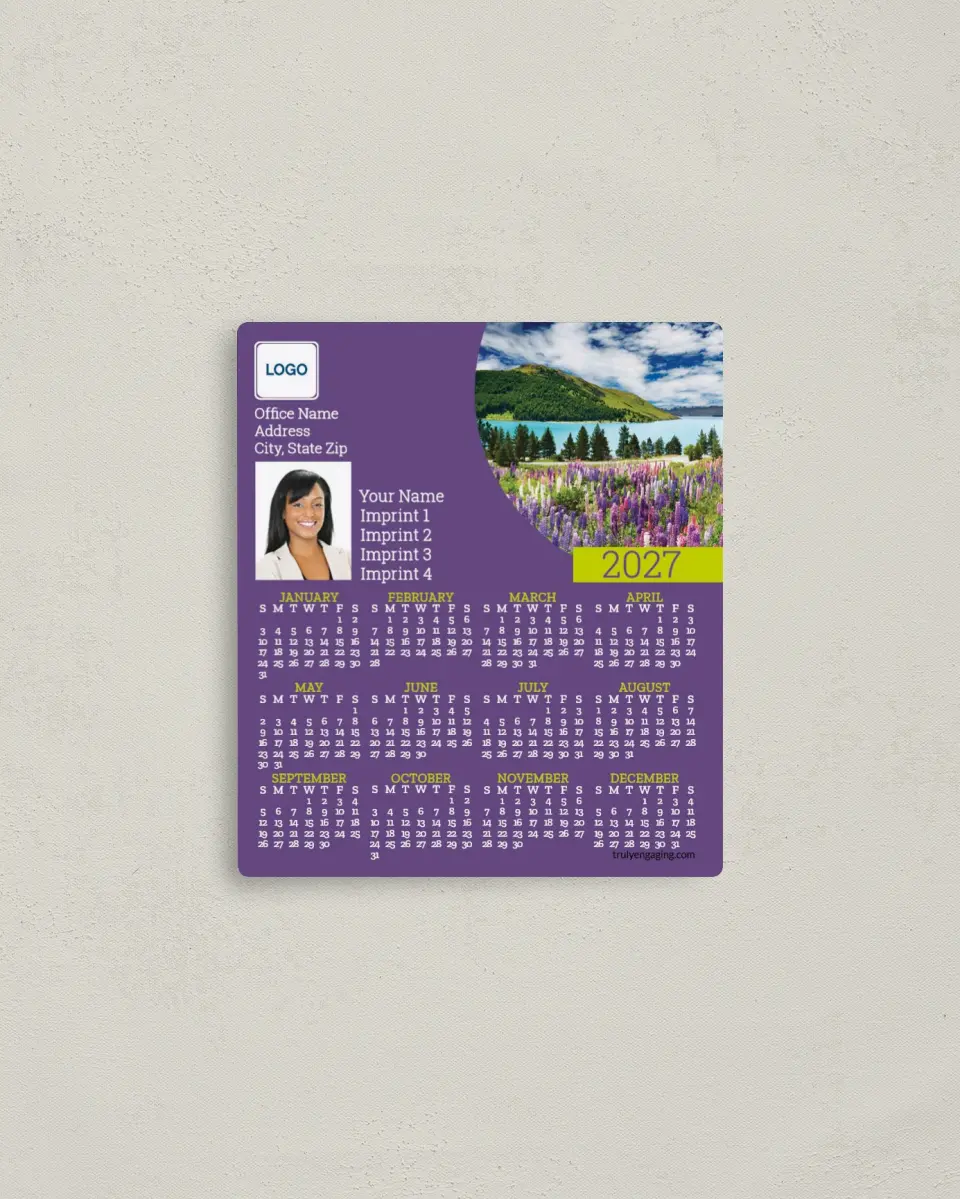 This is a 3½" x 4" Full Magnet Calendar called Hidden Tropics printed in full color with a Standard Gloss finish