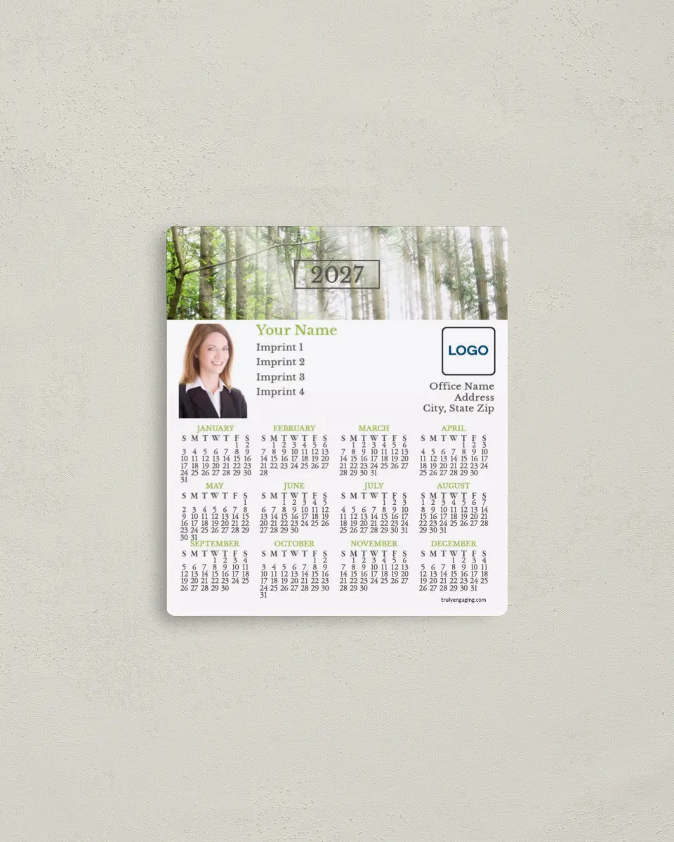 This is a 3½" x 4" Full Magnet Calendar called Enchanted Woods printed in full color with a Standard Gloss finish