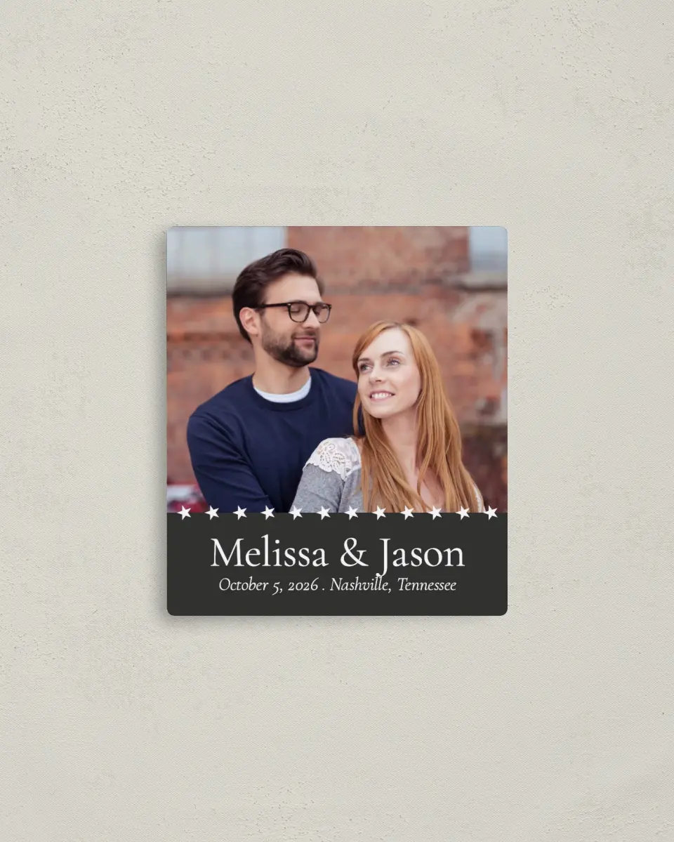 This is a 3½" x 4" Save the Date Magnet called Nashville Tennessee State Outline printed in full color with a Luxe Satin finish