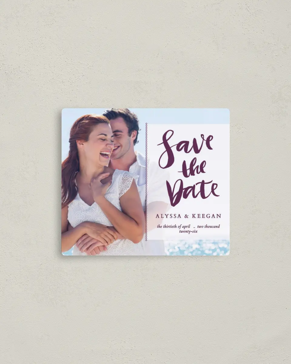 This is a 3½" x 4" Save the Date Magnet called Forever Affection printed in full color with a Luxe Satin finish