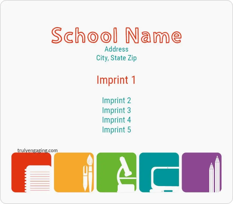 This is a 3½" x 4" School Contact Magnet called Subjects Covered printed in full color