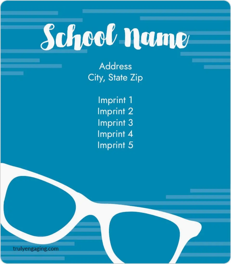 This is a 3½" x 4" School Contact Magnet called Glassy printed in full color
