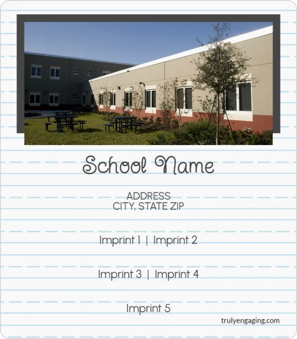 This is a 3½" x 4" School Contact Magnet called Lined Paper printed in full color