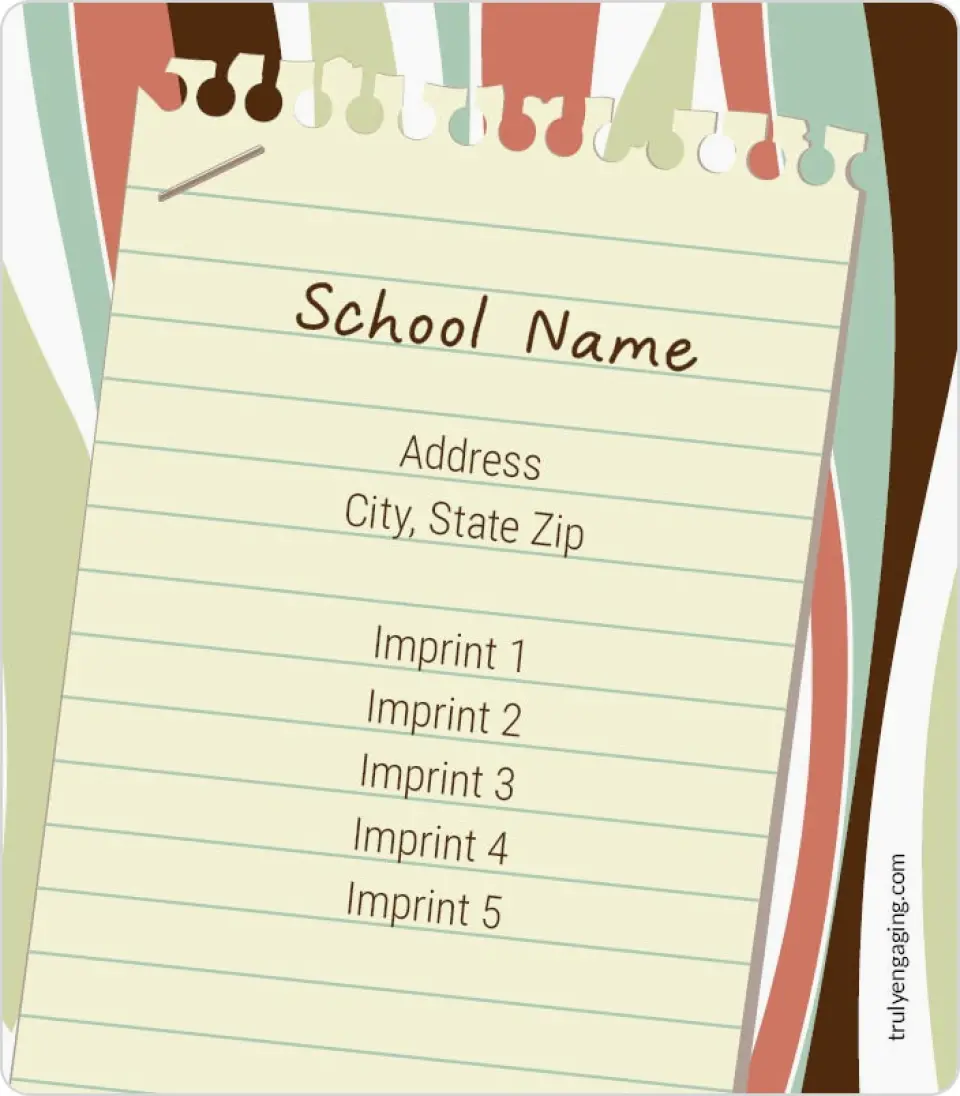 This is a 3½" x 4" School Contact Magnet called Notebook Paper printed in full color