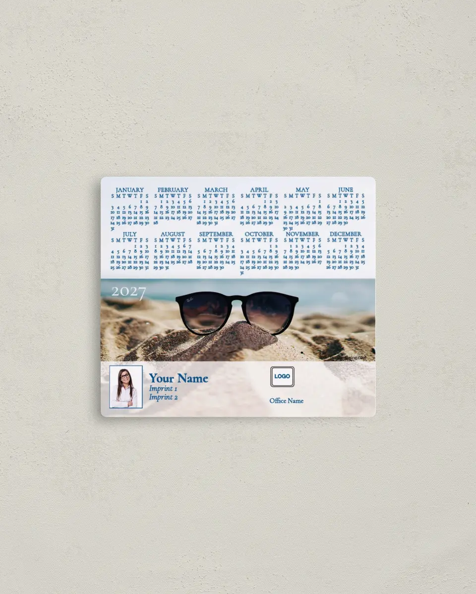 This is a 3½" x 4" Full Magnet Calendar called Sandy Shores printed in full color with a Standard Gloss finish