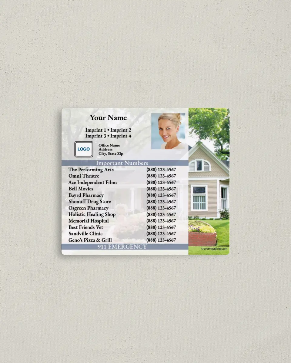This is a 3½" x 4" Directorie called Ranch Style Background printed in full color with a Standard Gloss finish