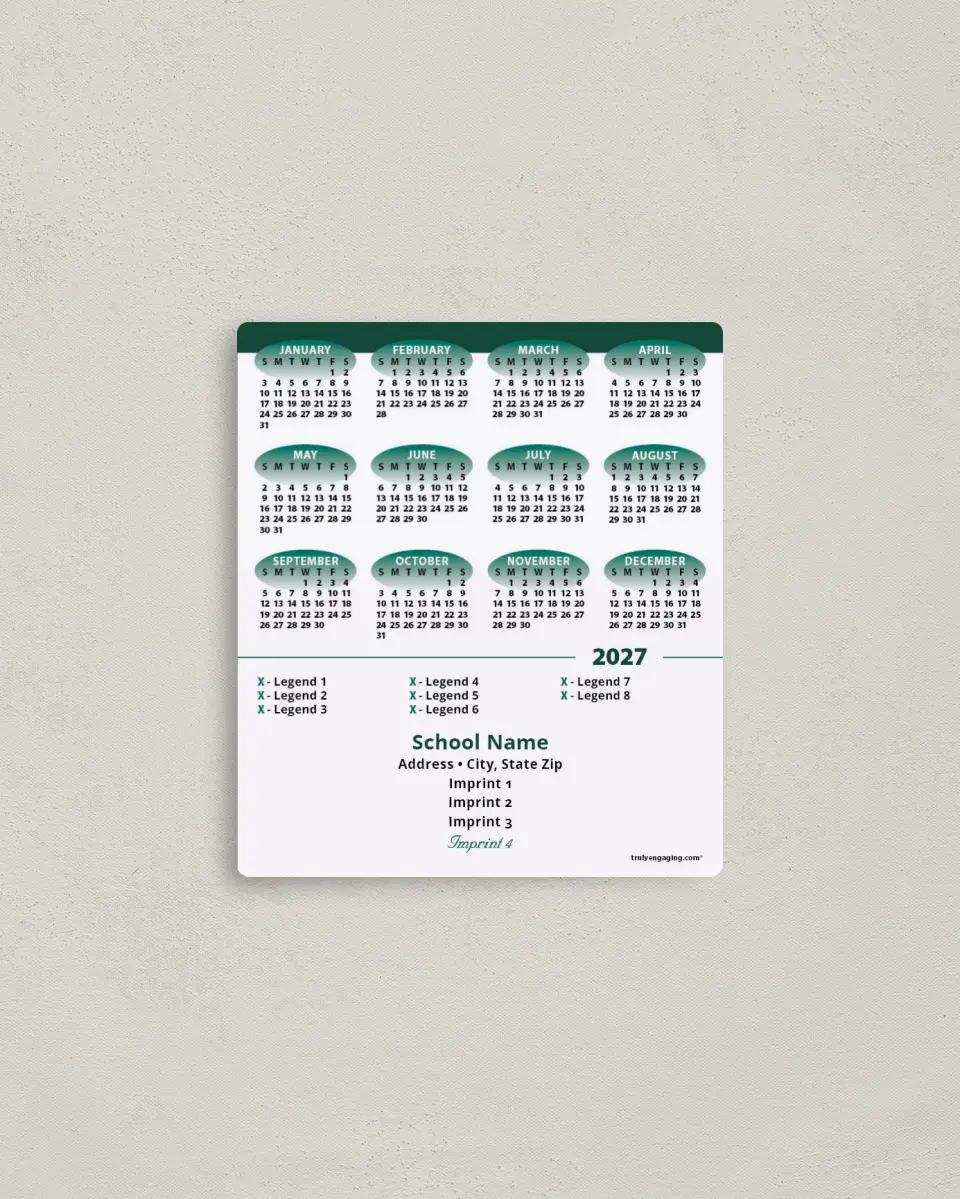 This is a 3½" x 4" Full Magnet Calendar called Time Tracker printed in full color with a Standard Gloss finish