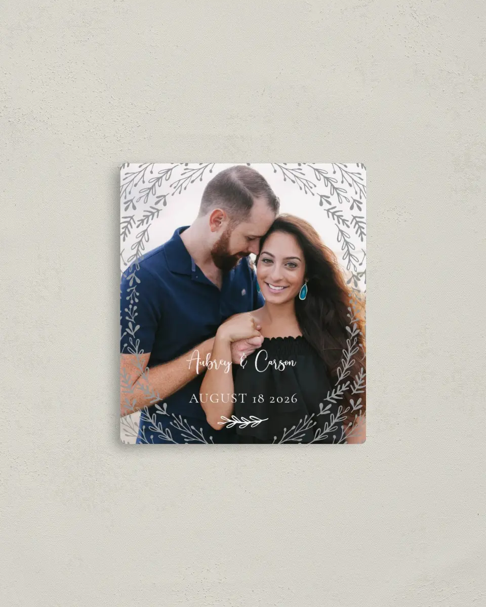 This is a 3½" x 4" Save the Date Magnet called Radiant Meadow printed in full color with a Luxe Satin finish
