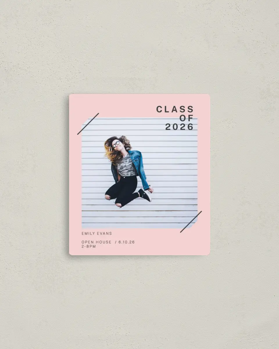 This is a 3½" x 4" Graduation Announcement Magnet called Mod Moment printed in full color with a Luxe Satin finish