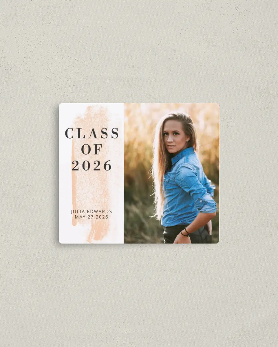 This is a 3½" x 4" Graduation Announcement Magnet called Tranquil Tribute printed in full color with a Luxe Satin finish