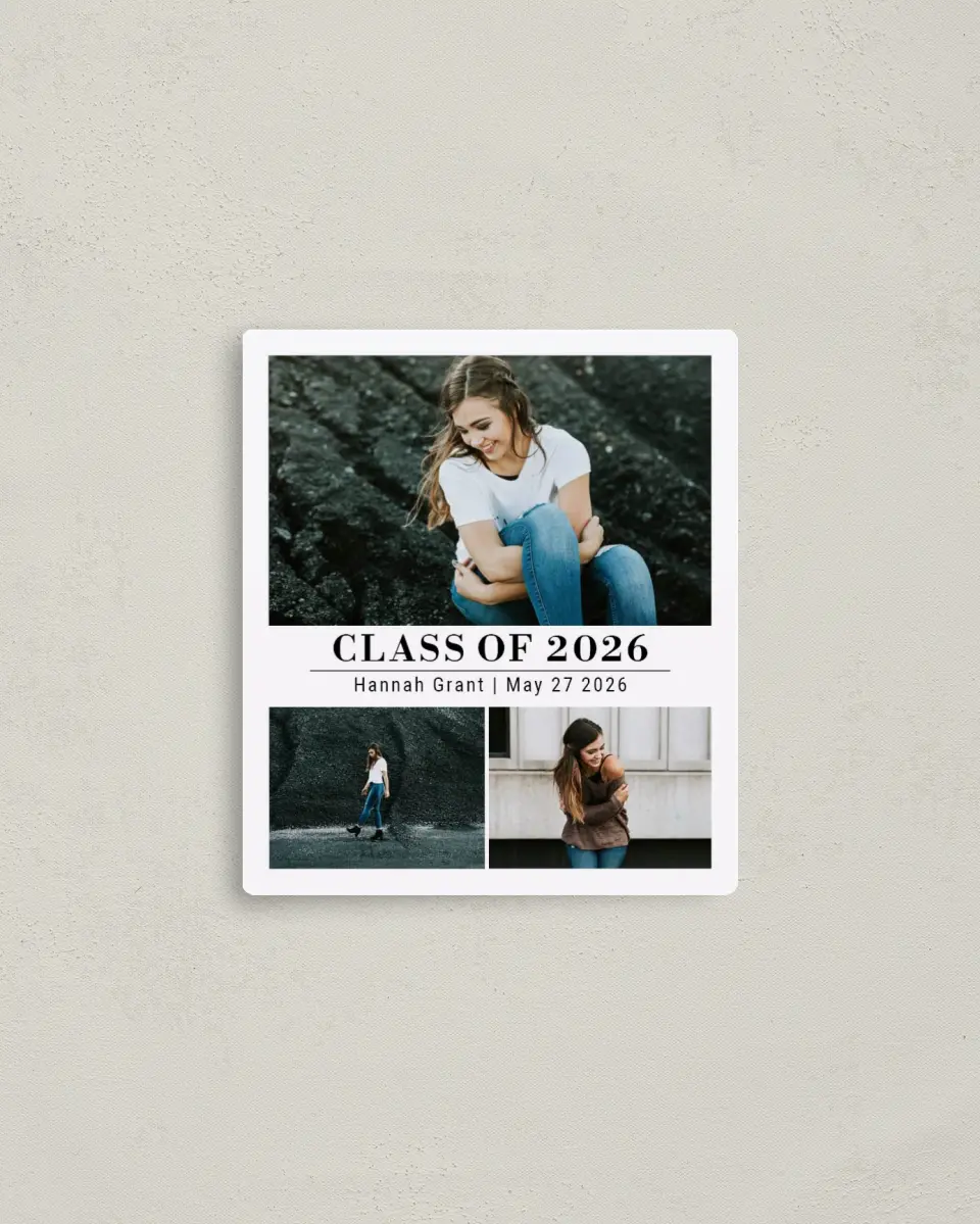 This is a 3½" x 4" Graduation Announcement Magnet called Marvelous Marble printed in full color with a Luxe Satin finish
