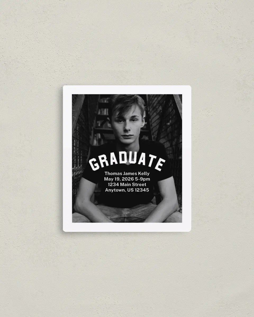 This is a 3½" x 4" Graduation Announcement Magnet called Class Congrats printed in full color with a Luxe Satin finish