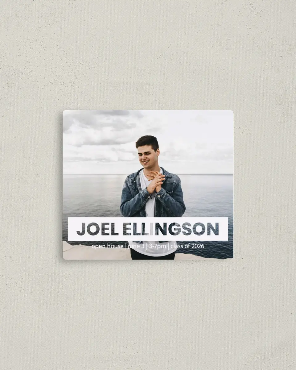 This is a 3½" x 4" Graduation Announcement Magnet called Plaid Class printed in full color with a Luxe Satin finish