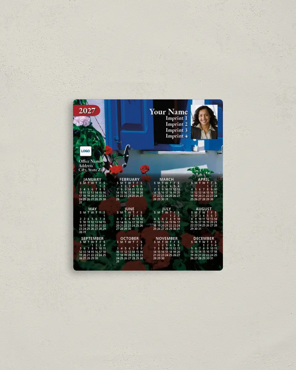 This is a 3½" x 4" Full Magnet Calendar called Window and Flowers printed in full color with a Standard Gloss finish