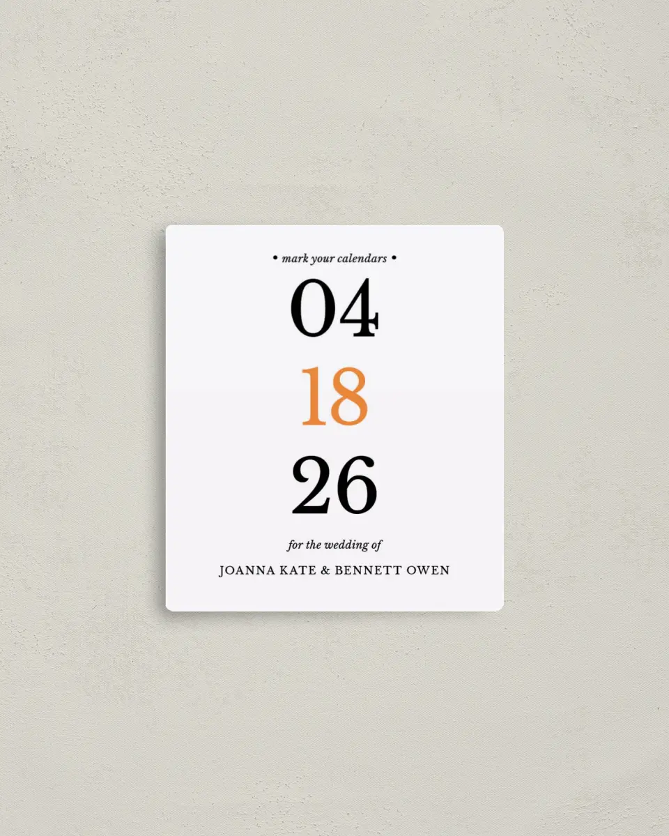 This is a 3½" x 4" Save the Date Magnet called Let's Do This printed in full color with a Luxe Satin finish