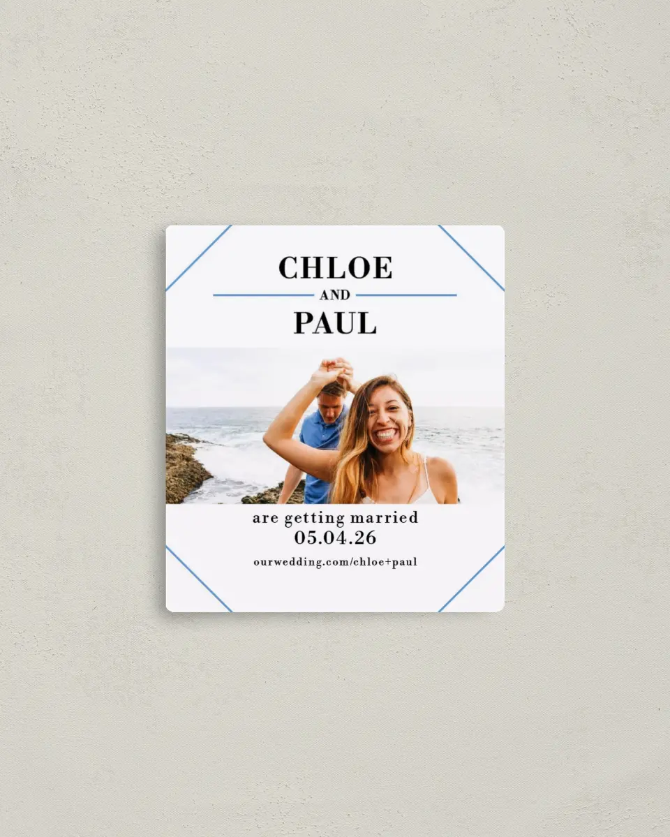 This is a 3½" x 4" Save the Date Magnet called Splendid Occassion printed in full color with a Luxe Satin finish