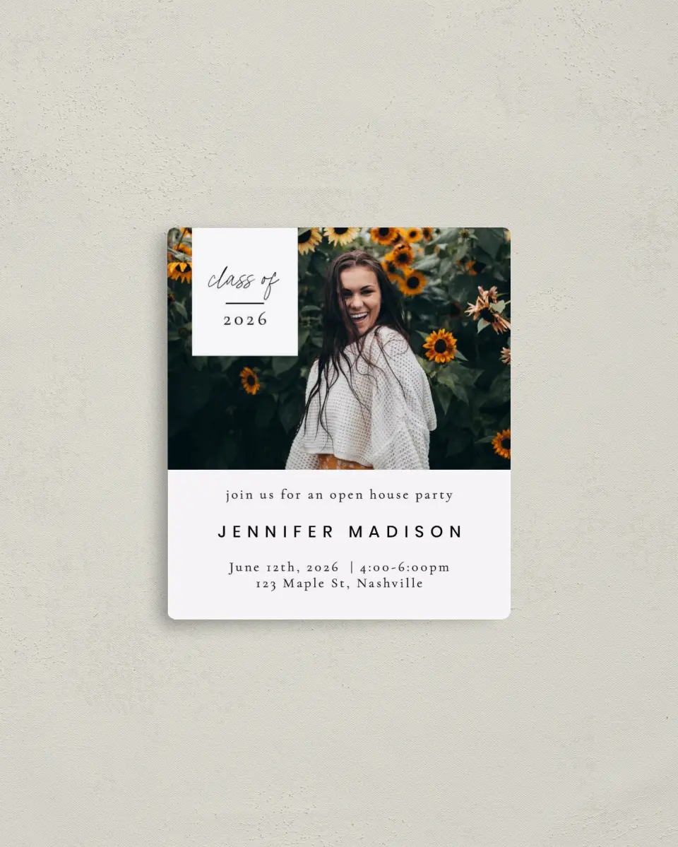 This is a 3½" x 4" Graduation Announcement Magnet called Choice Year printed in full color with a Luxe Satin finish