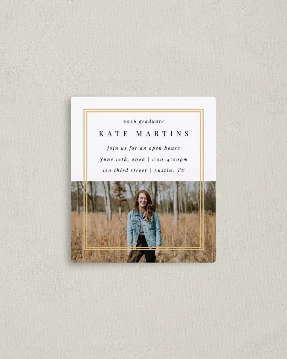This is a 3½" x 4" Graduation Announcement Magnet called Fine Frame printed in full color with a Luxe Satin finish