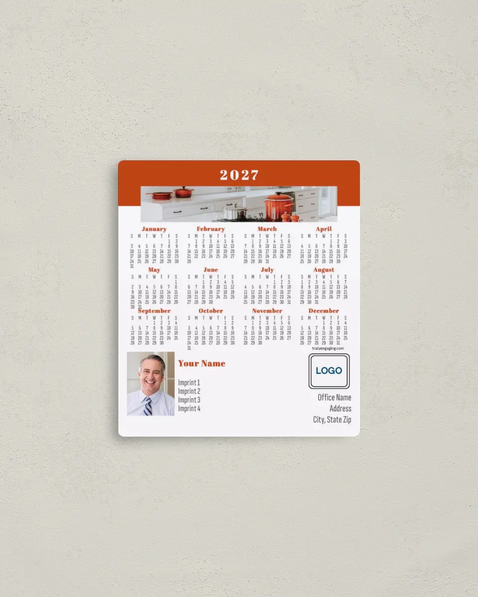 This is a 3½" x 4" Full Magnet Calendar called Bold Kitchen printed in full color with a Standard Gloss finish