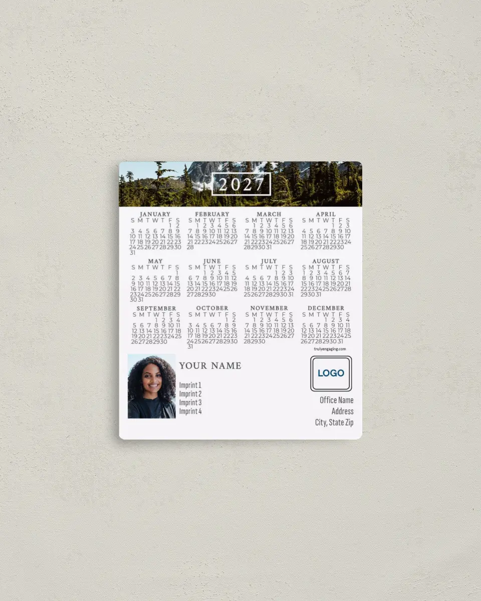 This is a 3½" x 4" Full Magnet Calendar called Serene Vista printed in full color with a Standard Gloss finish