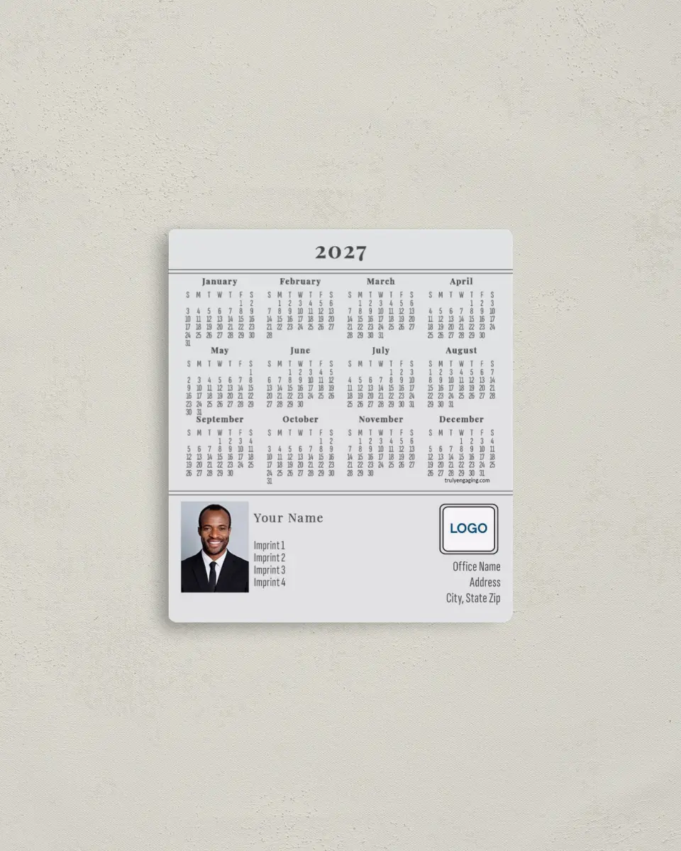 This is a 3½" x 4" Full Magnet Calendar called Date List printed in full color with a Standard Gloss finish