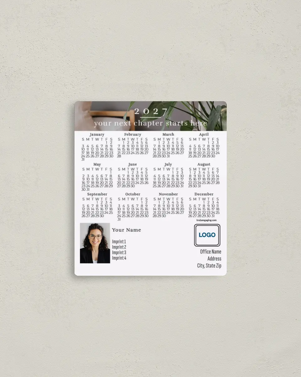 This is a 3½" x 4" Full Magnet Calendar called Fresh Chapter printed in full color with a Standard Gloss finish