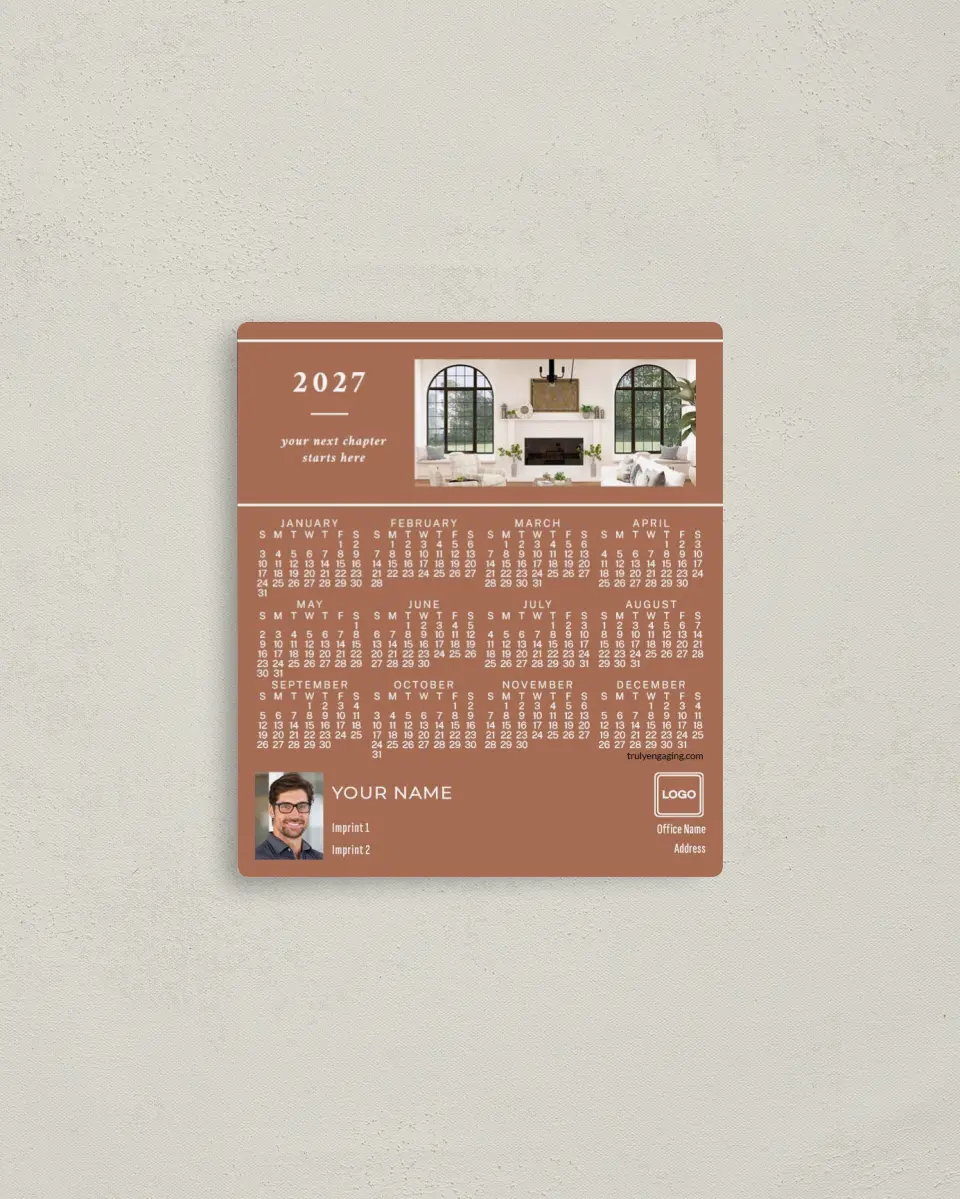 This is a 3½" x 4" Full Magnet Calendar called Trim Time printed in full color with a Standard Gloss finish