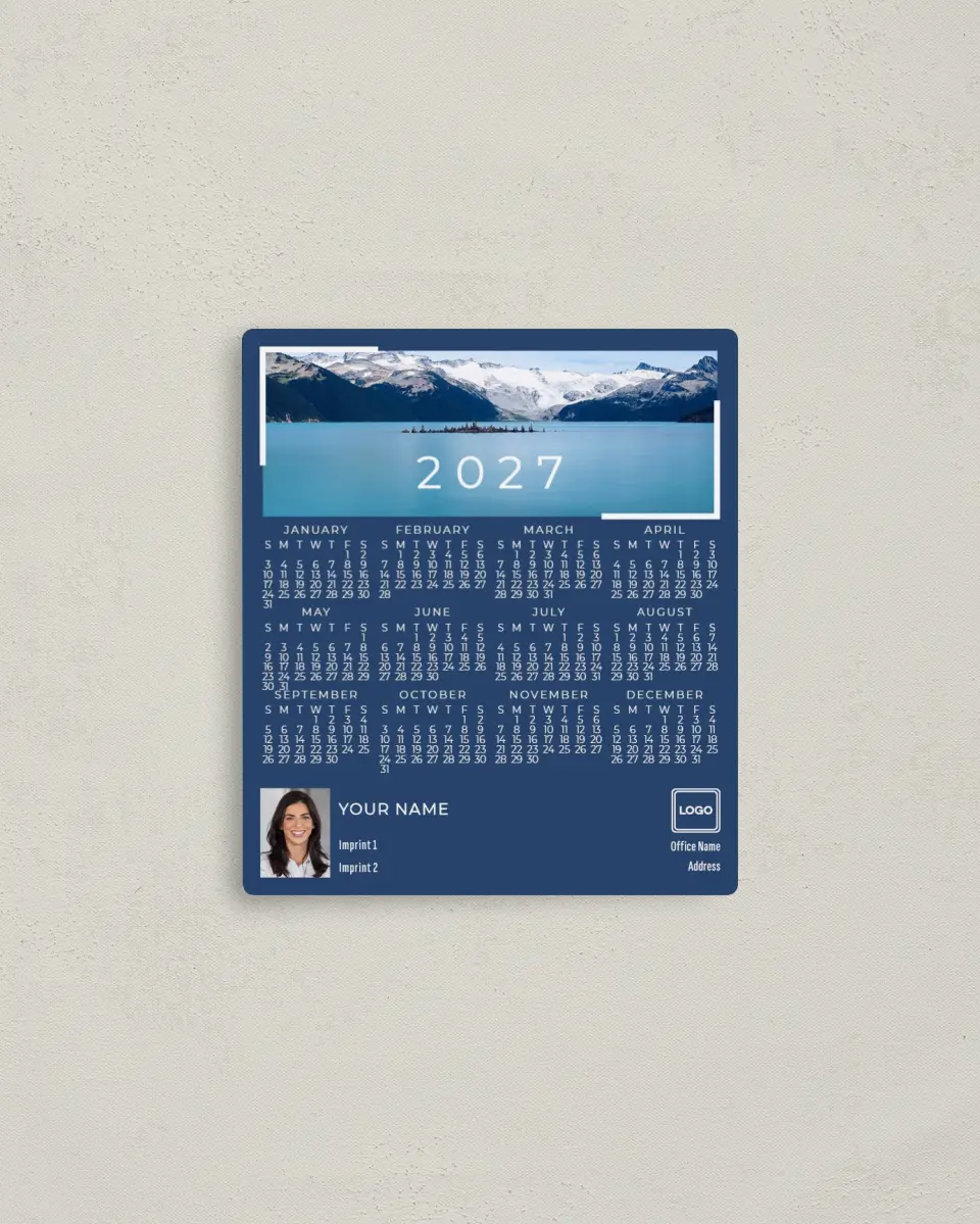 This is a 3½" x 4" Full Magnet Calendar called Scenic Snapshot printed in full color with a Standard Gloss finish