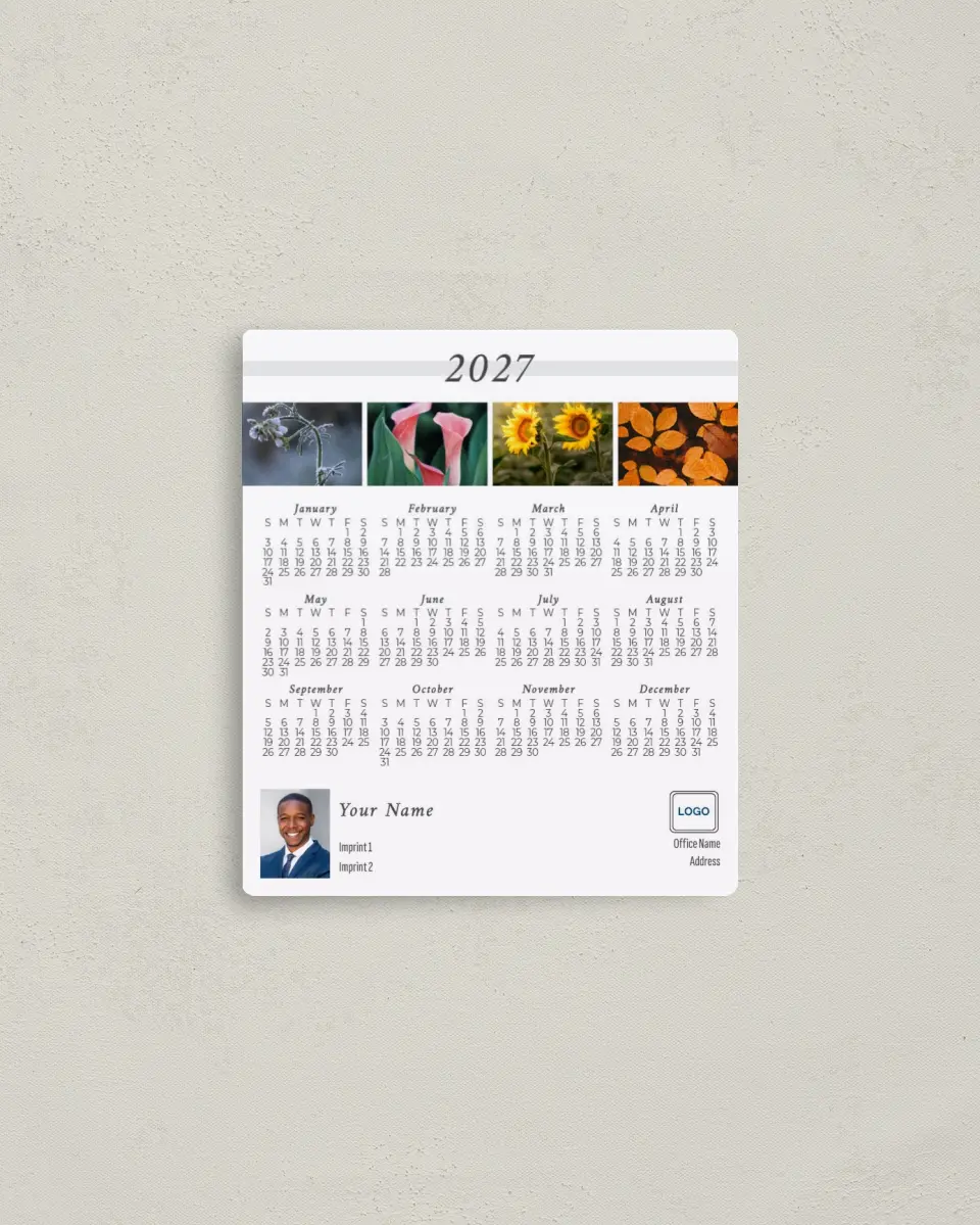 This is a 3½" x 4" Full Magnet Calendar called Floral Year printed in full color with a Standard Gloss finish