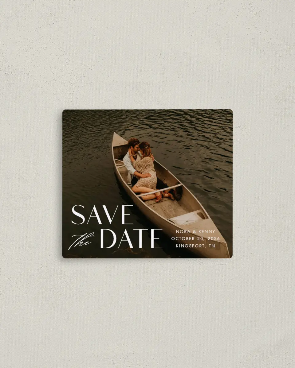 This is a 3½" x 4" Save the Date Magnet called Luxe Love printed in full color with a Luxe Satin finish