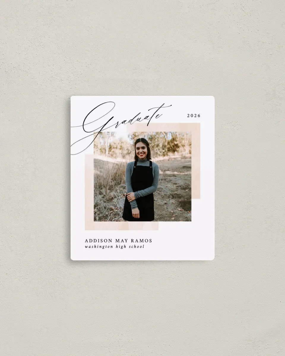 This is a 3½" x 4" Graduation Announcement Magnet called Cute Commencement printed in full color with a Luxe Satin finish