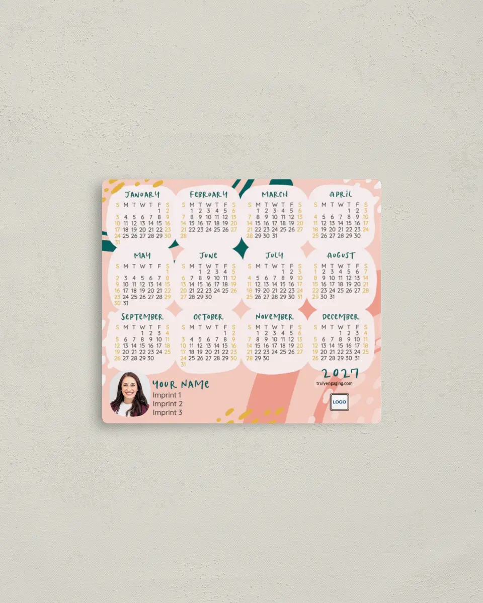 This is a 3½" x 4" Full Magnet Calendar called Abstract Pattern printed in full color with a Standard Gloss finish