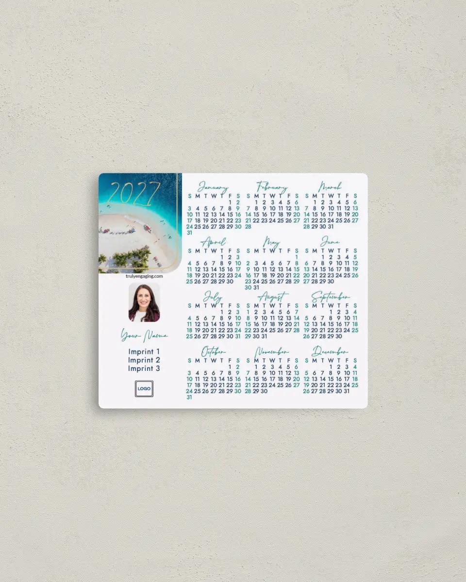 This is a 3½" x 4" Full Magnet Calendar called Ocean Picture printed in full color with a Standard Gloss finish