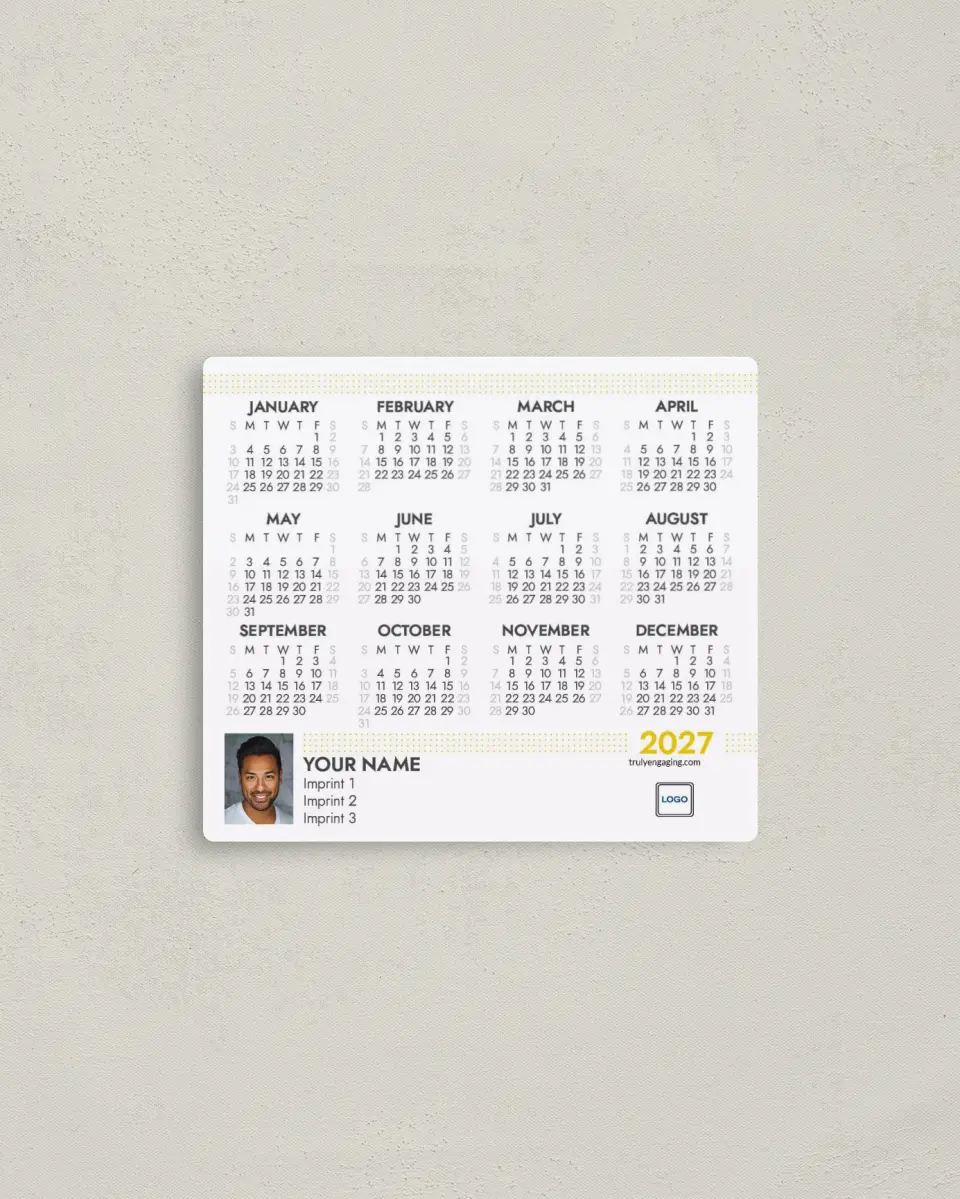 This is a 3½" x 4" Full Magnet Calendar called Pop Circle printed in full color with a Standard Gloss finish