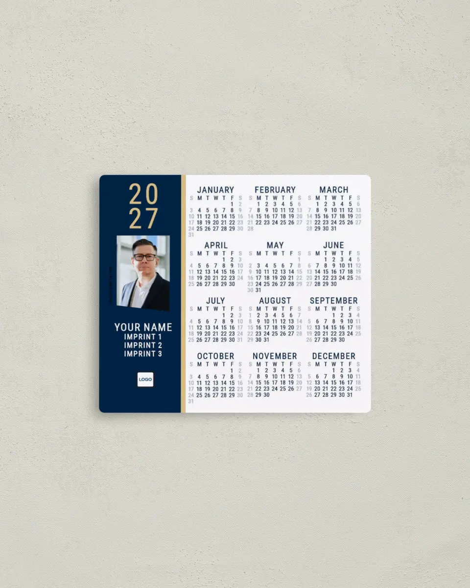 This is a 3½" x 4" Full Magnet Calendar called Clean Plan printed in full color with a Standard Gloss finish