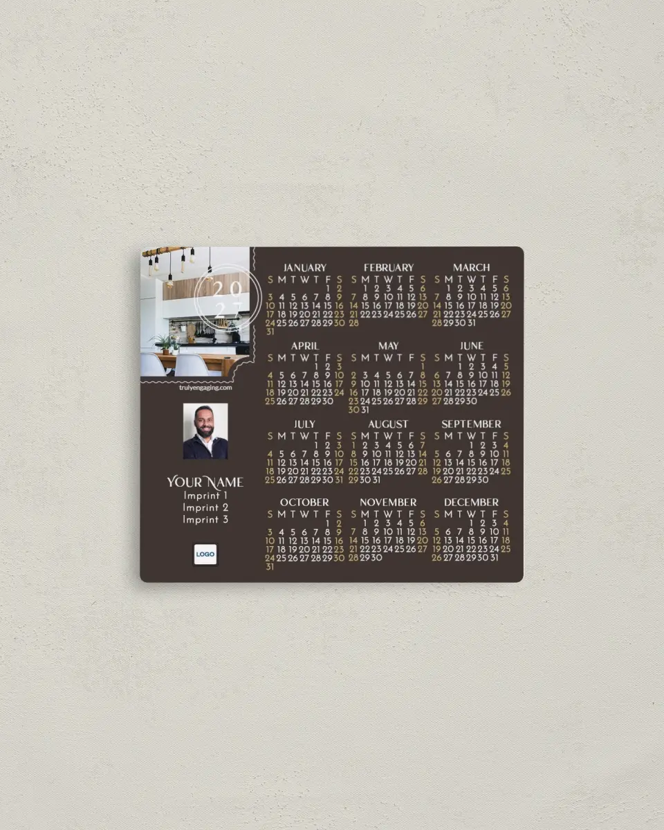 This is a 3½" x 4" Full Magnet Calendar called Stamped Year printed in full color with a Standard Gloss finish