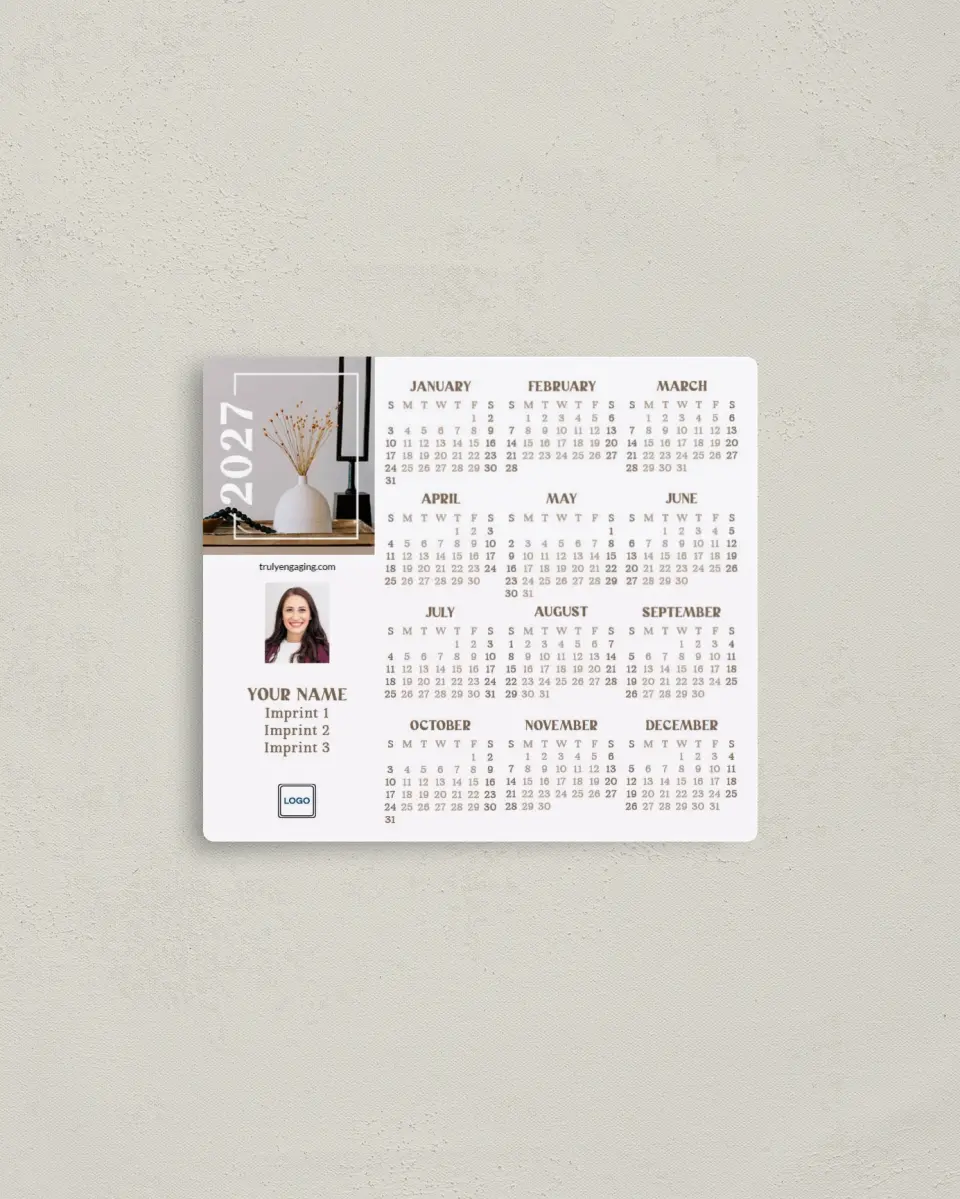 This is a 3½" x 4" Full Magnet Calendar called Home Border printed in full color with a Standard Gloss finish