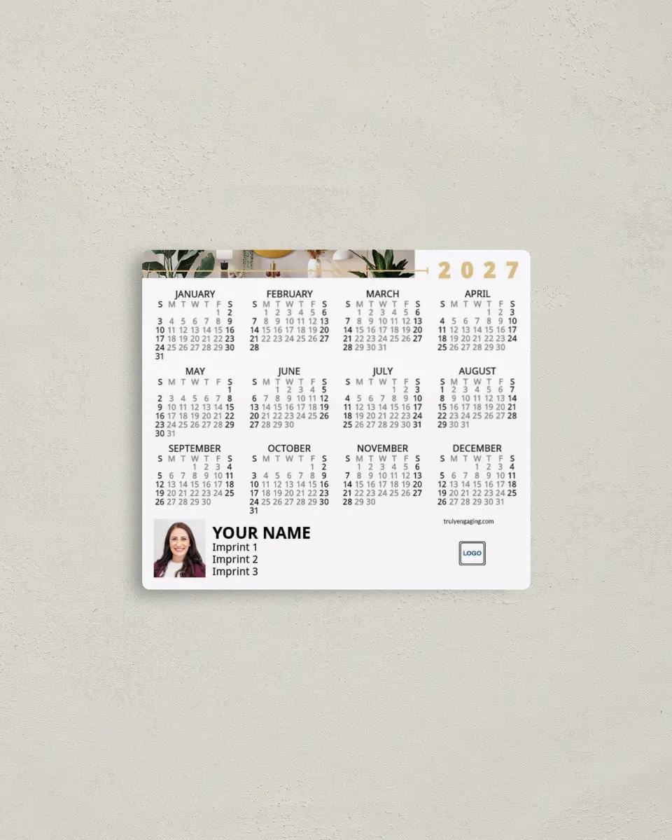 This is a 3½" x 4" Full Magnet Calendar called Trim Room printed in full color with a Standard Gloss finish