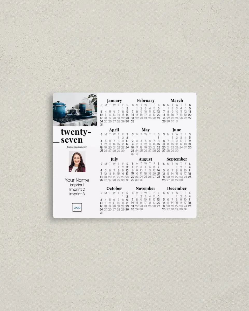 This is a 3½" x 4" Full Magnet Calendar called Pretty Pots printed in full color with a Standard Gloss finish