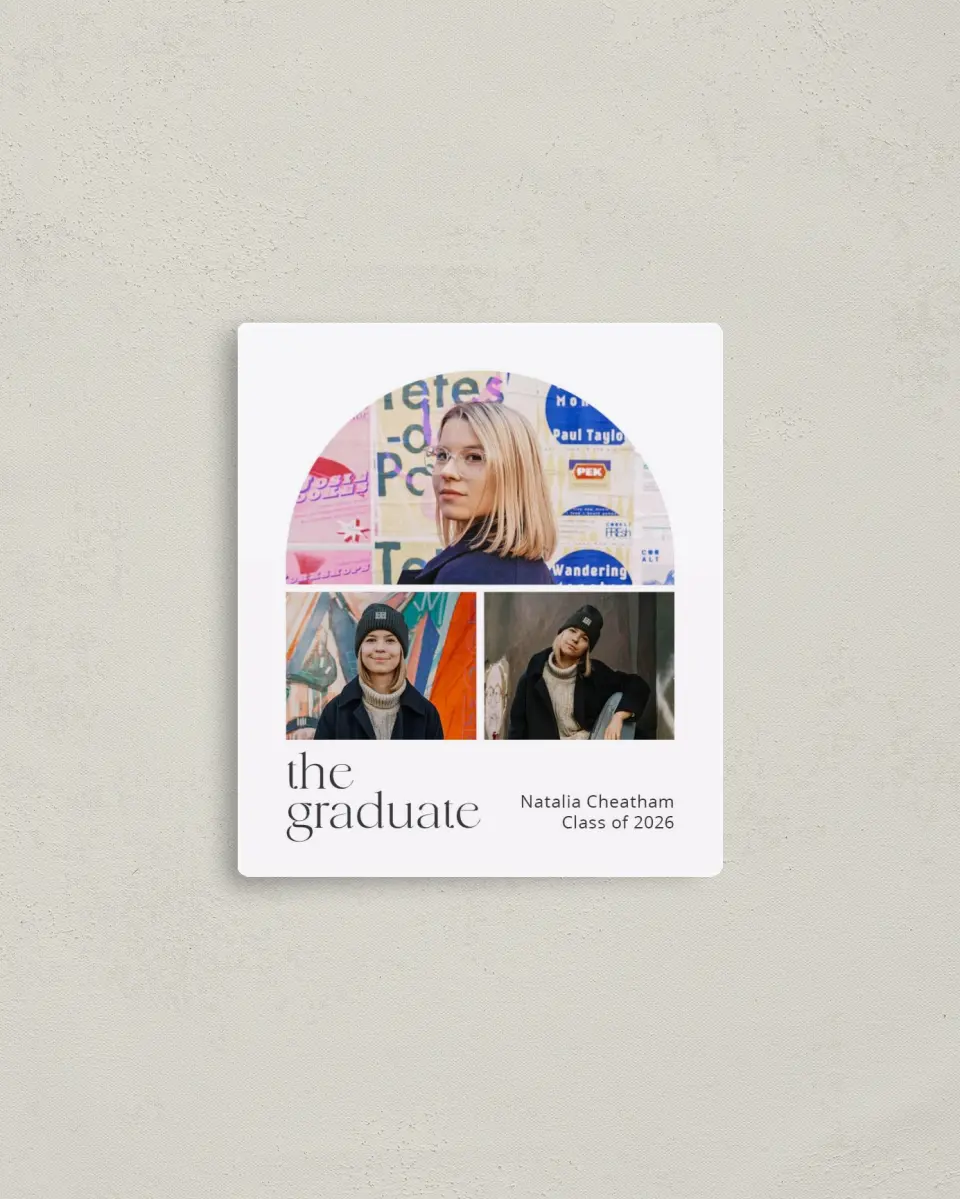 This is a 3½" x 4" Graduation Announcement Magnet called The Graduate printed in full color with a Luxe Satin finish