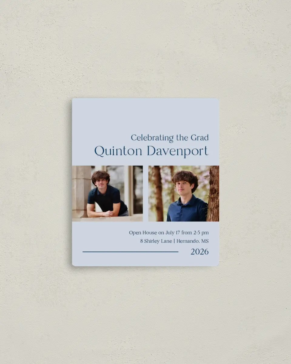 This is a 3½" x 4" Graduation Announcement Magnet called Honored Grad printed in full color with a Luxe Satin finish