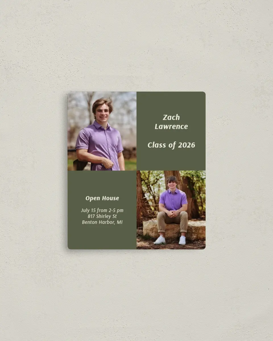 This is a 3½" x 4" Graduation Announcement Magnet called Simple Snapshot printed in full color with a Luxe Satin finish