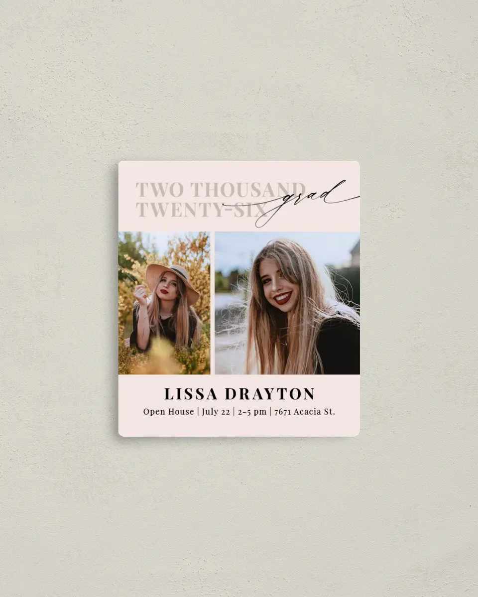 This is a 3½" x 4" Graduation Announcement Magnet called Big Year printed in full color with a Luxe Satin finish