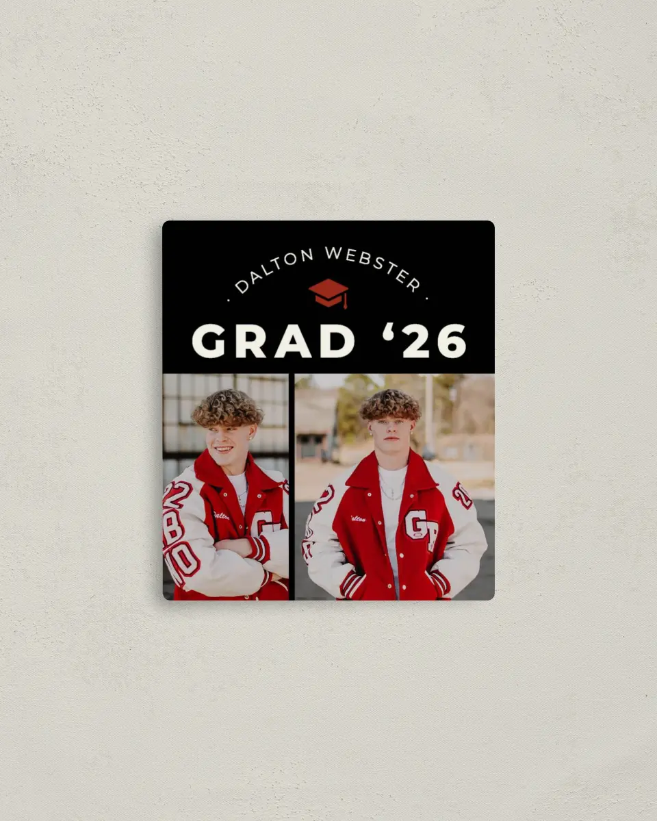 This is a 3½" x 4" Graduation Announcement Magnet called Cool & Classic printed in full color with a Luxe Satin finish