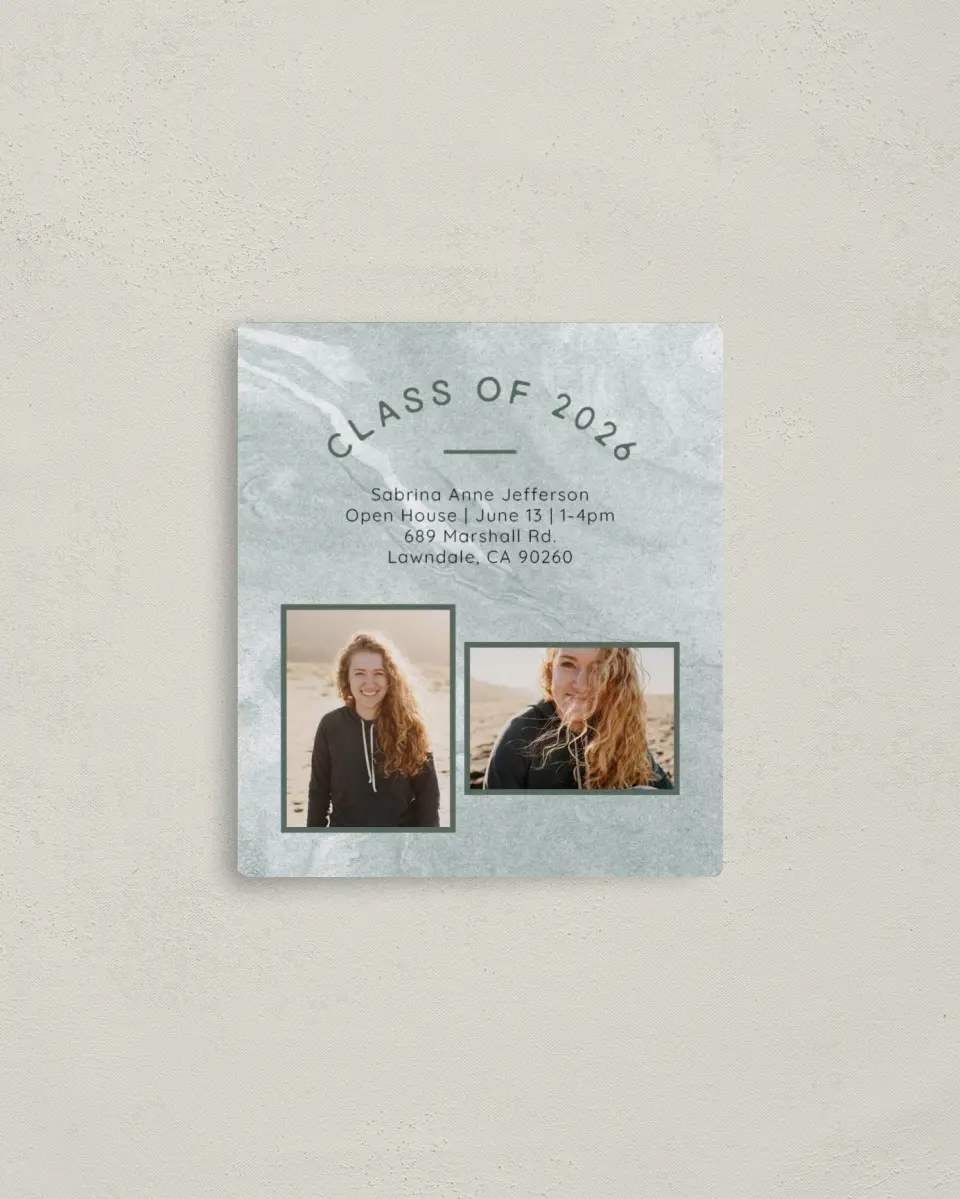 This is a 3½" x 4" Graduation Announcement Magnet called Fresh Four printed in full color with a Luxe Satin finish