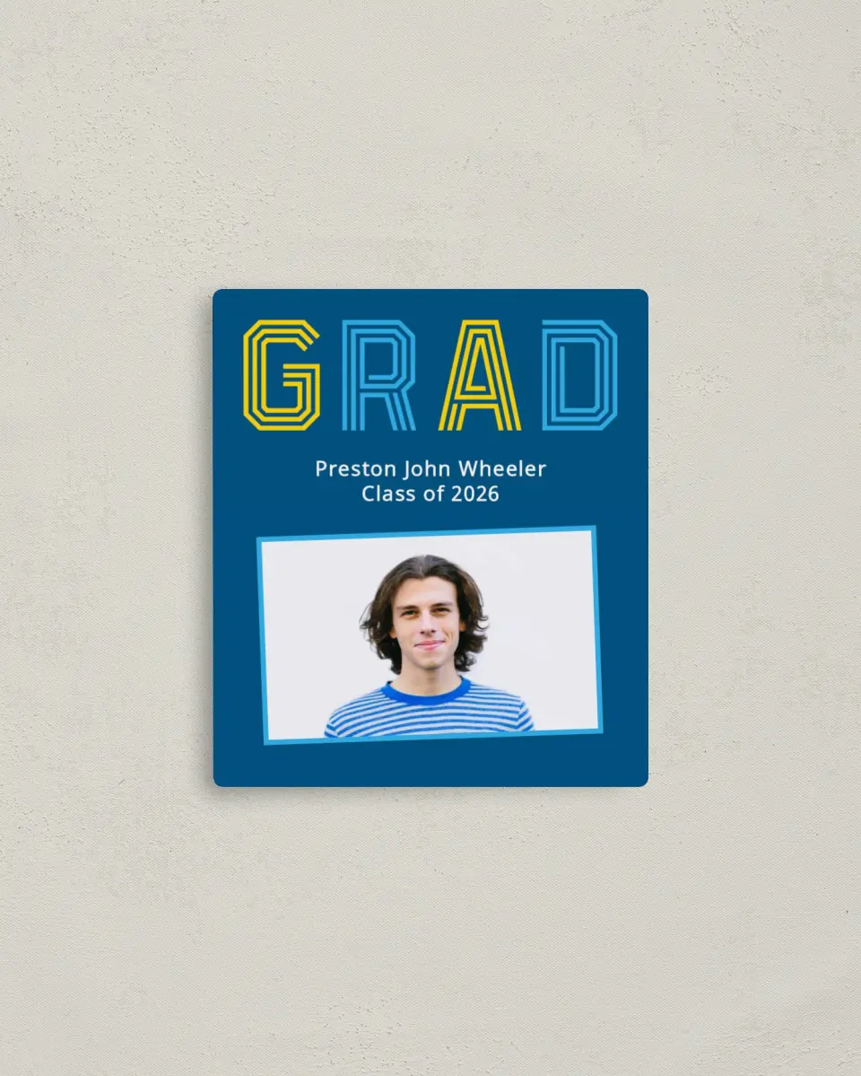 This is a 3½" x 4" Graduation Announcement Magnet called Lively Lines printed in full color with a Luxe Satin finish