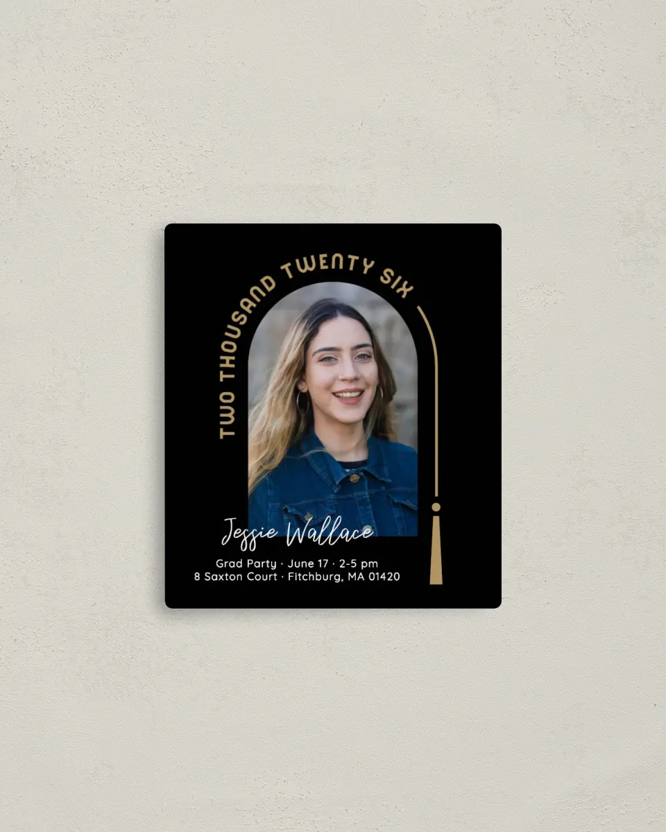 This is a 3½" x 4" Graduation Announcement Magnet called Timeless Tassel printed in full color with a Luxe Satin finish