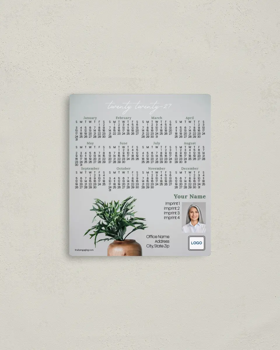 This is a 3½" x 4" Full Magnet Calendar called Modern Plants printed in full color with a Standard Gloss finish