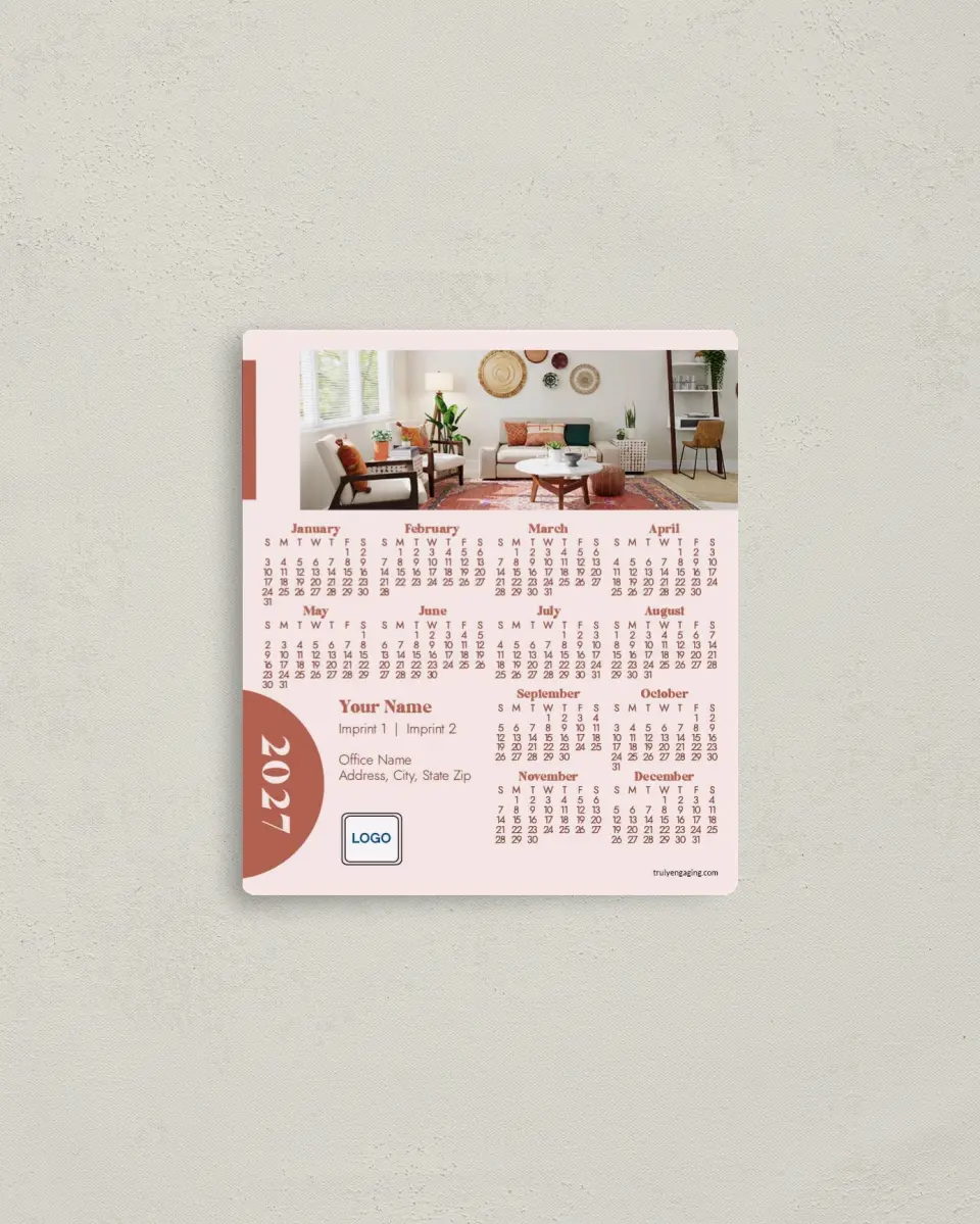 This is a 3½" x 4" Full Magnet Calendar called Boho Shapes printed in full color with a Standard Gloss finish